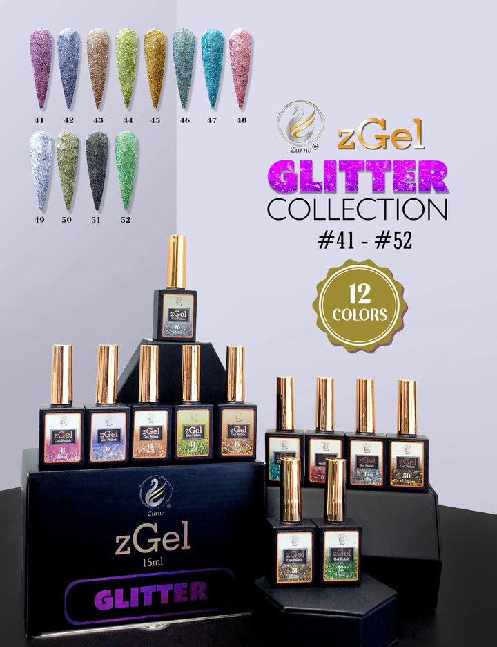 zBlend - zGel - zLacquer | #041 - #052 Glitter Collection - 12 Colors