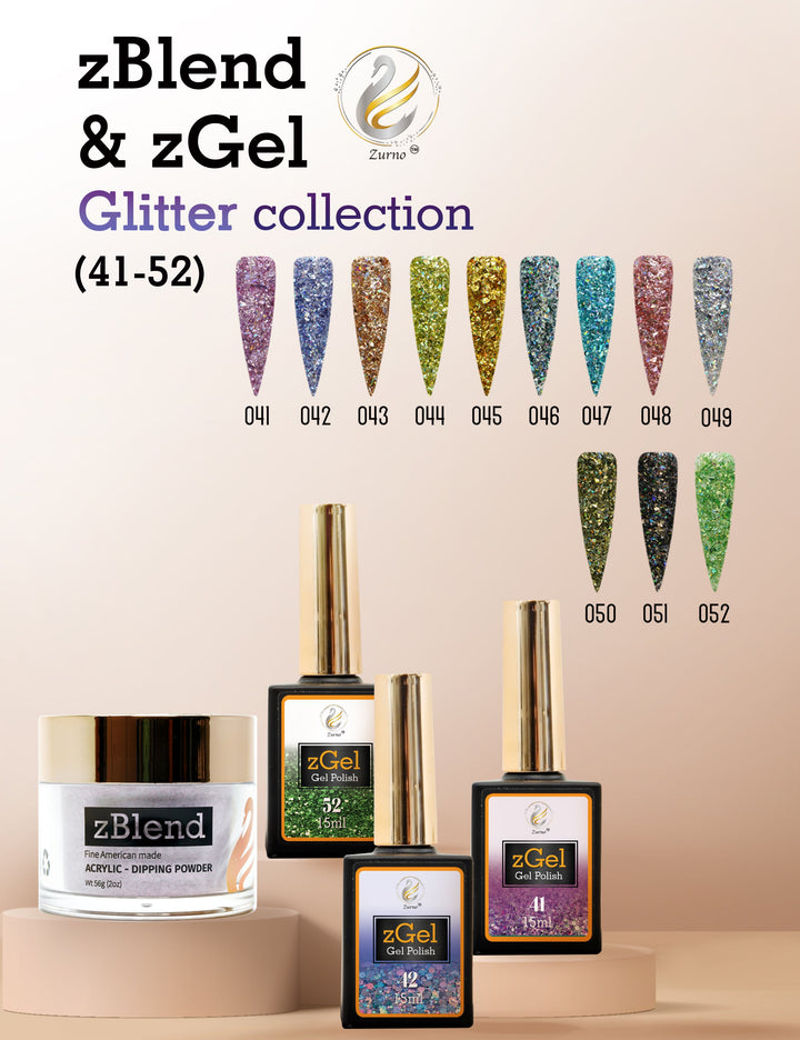 zBlend - zGel - zLacquer | #041 - #052 Glitter Collection - 12 Colors