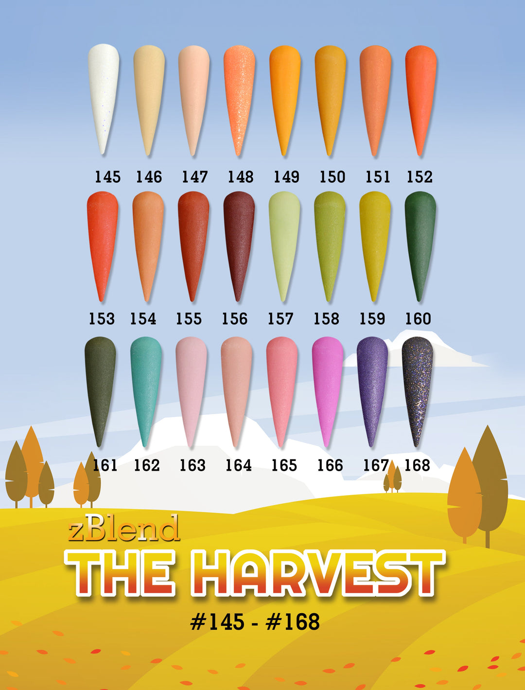 zBlend - zGel - zLacquer | #145 - #168 The Harvest Collection - 24 Colors